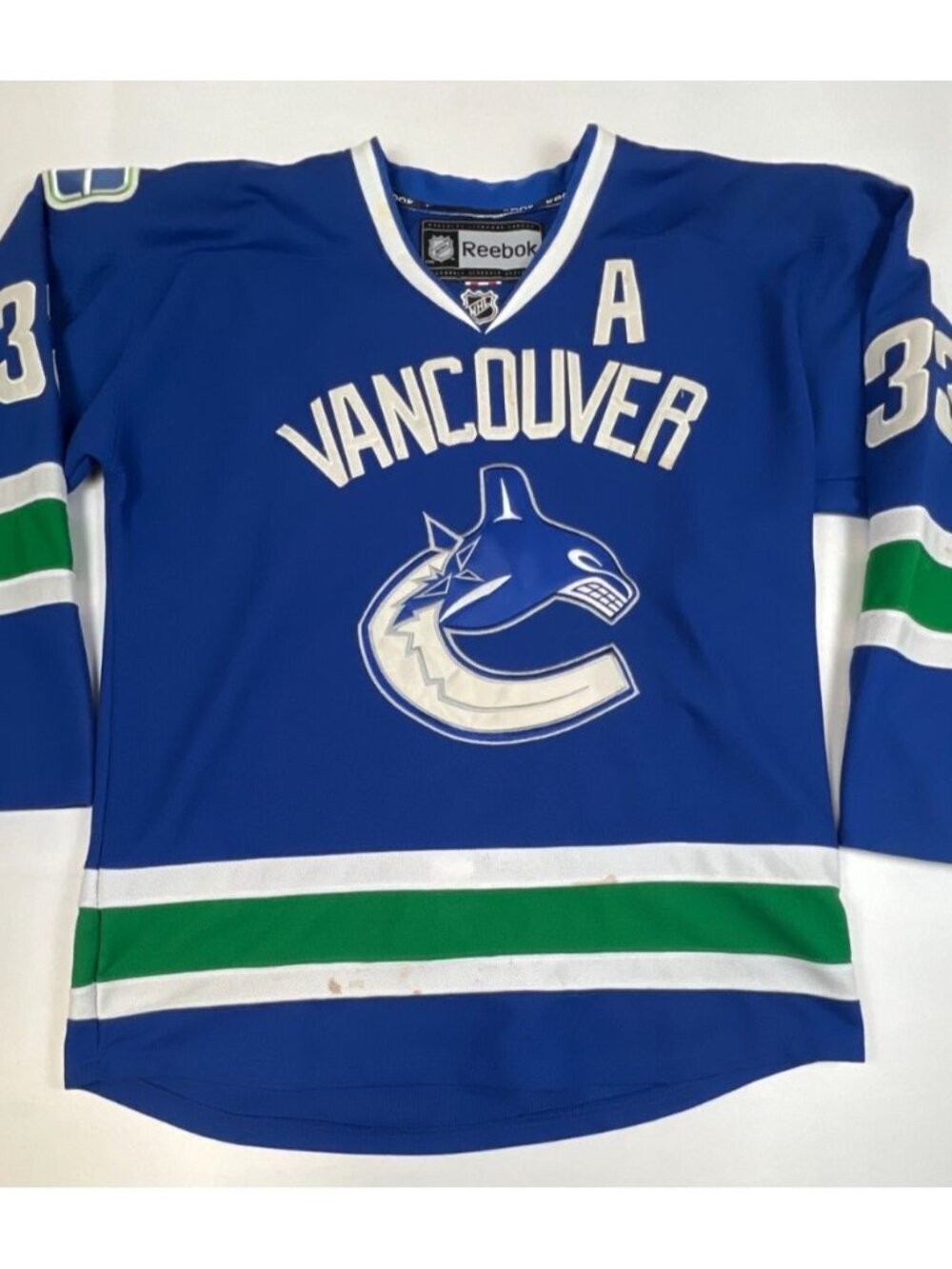 Reebok Men 54 Vancouver Canucks Henrik Sedin Captain Jersey Blue